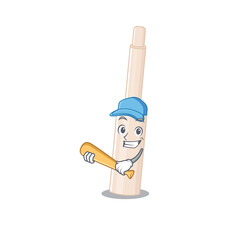 Attractive concealer stick caricature character playing baseball