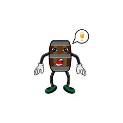 wine barrel character imagine vector design illustration