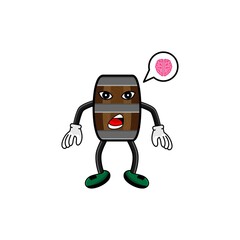 wine barrel character imagine vector design illustration