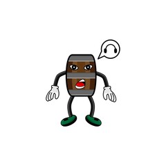 wine barrel character imagine vector design illustration