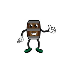 wine barrel character with hand expression vector design illustration