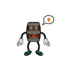 wine barrel character idea vector design illustration