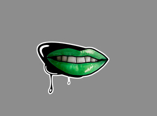 female lips in the style of graffiti, can be used as a sticker, icon