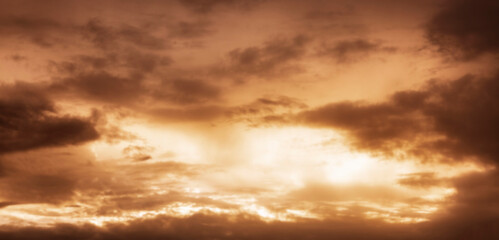 Dramatic sunset in the sky. Blurred. Space for text. Background.