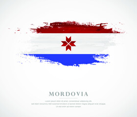 Obraz na płótnie Canvas Abstract watercolor brush stroke flag for national day of Mordovia