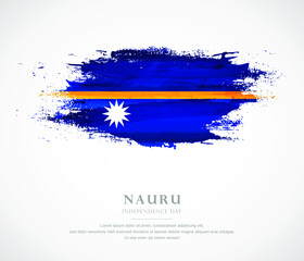 Abstract watercolor brush stroke flag for independence day of Nauru