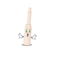 wealthy cartoon character concept of concealer stick with money eyes