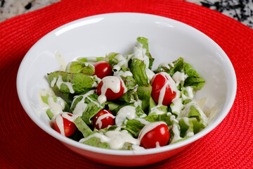 Freckles Lettuce Salad with Grape Tomatoes and Creamy Dressing