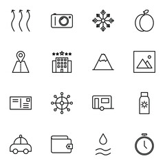 Holiday and travel icon set. Modern outline trip, journey, travelling icons sign. Simple icon vector illustration.