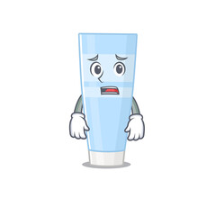 Cartoon design style of eye cream having worried face