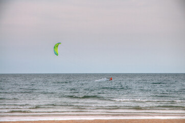 An Unidentified Kitesurfer in the Sea