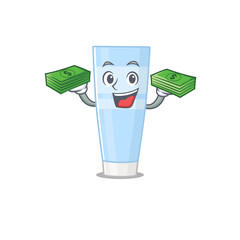 A wealthy eye cream cartoon character with much money