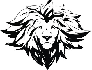 lion black and white tattoo vector