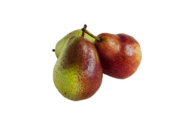 fresh red-green pears on a white background isolate