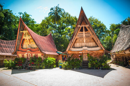 Traditional sumatran wooden house