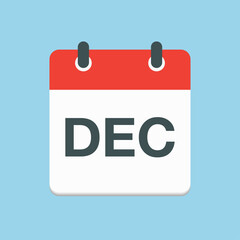 Vector icon day calendar, winter month December