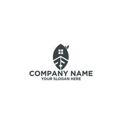 Initial Letter PF Real estate Simple Leaf Logo Design Template