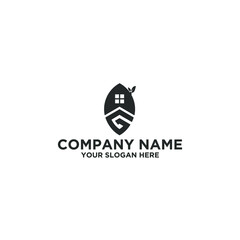 Initial Letter G Real estate Simple Leaf Logo Design Template