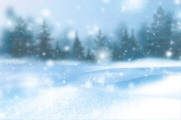 Naklejka premium Winter background of snow and the frost with free space for your decoration. Christmas background.