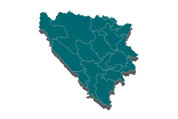 bosnia Herzegovina Regions map - blue pastel graphic background . Vector illustration eps 10