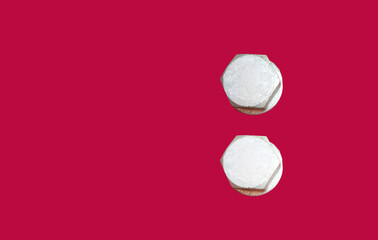 Stainless Hexagon Bolts  on  red background