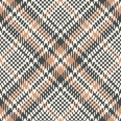 Seamless tweed vector pattern in grey and beige. Hounds tooth diagonal check plaid for dress, skirt, jacket, or other modern autumn fabric design.