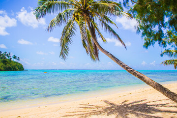 Rarotonga stunning beautiful beaches, white sand, clear turquoise water, blue lagoons, Cook islands, Pacific islands