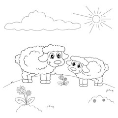 illustration vector graphic of sheep coloring book. perfect for children.