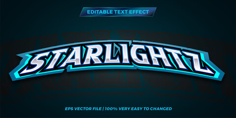 Text effect in gradient glow blue Star lightz words text effect theme editable gaming concept