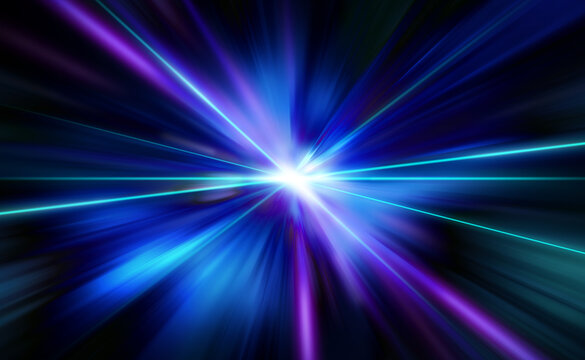 青紫の輝く放射光と放射線のアブストラクトのグラフィックス