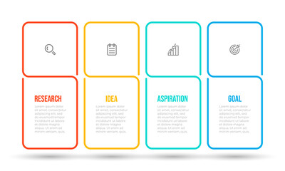 Vector Infographic thin line label design with icons and 4 options or steps. Can be used for info chart, diagram, presentation.