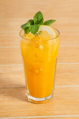 summer drink on the wooden background