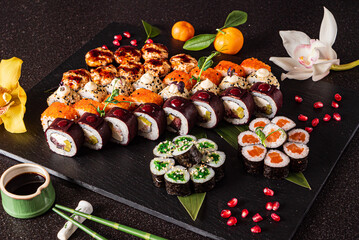 sushi on black