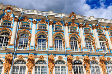 Fragment of Catherine Palace in a town of Tsarskoye Selo (Pushkin) near Saint Petersburg, Russia