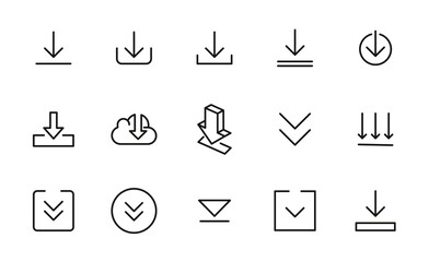 Set of download icons in modern thin line style. - obrazy, fototapety, plakaty