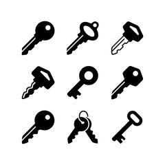 key icon set collection glyph style design