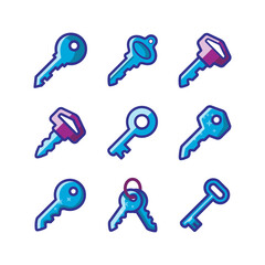 key icon set collection color style design