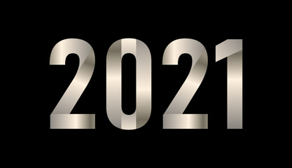 Happy new 2021 year! Elegant Silver text