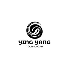 Ying Yang Brush Logo Design Vector