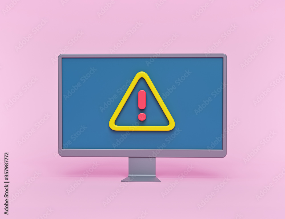 Poster computer security alert icon. minimal design. 3d rendering