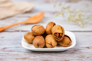 Delicious almond nuts are on the table
