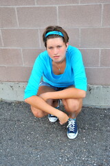 Female tomboy expressions outdoors.