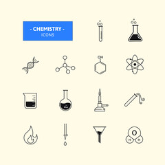 Chemistry related Vector icon set, Editable strokes , Shapes , Individual Strokes