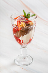 summer dessert with strawberries and chocolate
