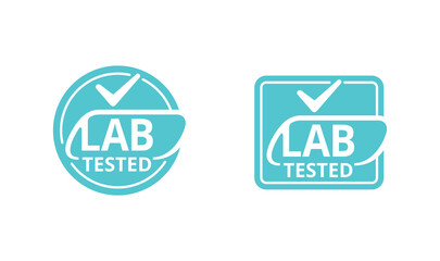 Lab tested sign in 2 variations - certificated proven stamp in circle and rectangle form