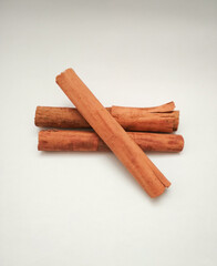 cinnamon sticks on white background