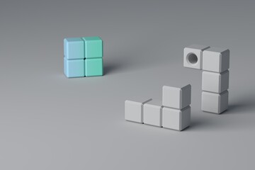 3d rendering cubes on white background