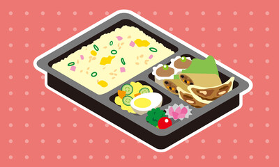 持ち帰り販売の中華料理とチャーハンの弁当