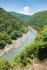 Fototapeta na wymiar kyoto arashiyama river in the mountains
