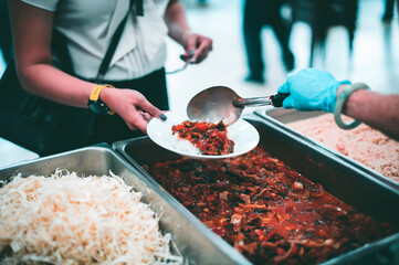 Providing free food for the poor hunger : concept of feeding, helping and sharing